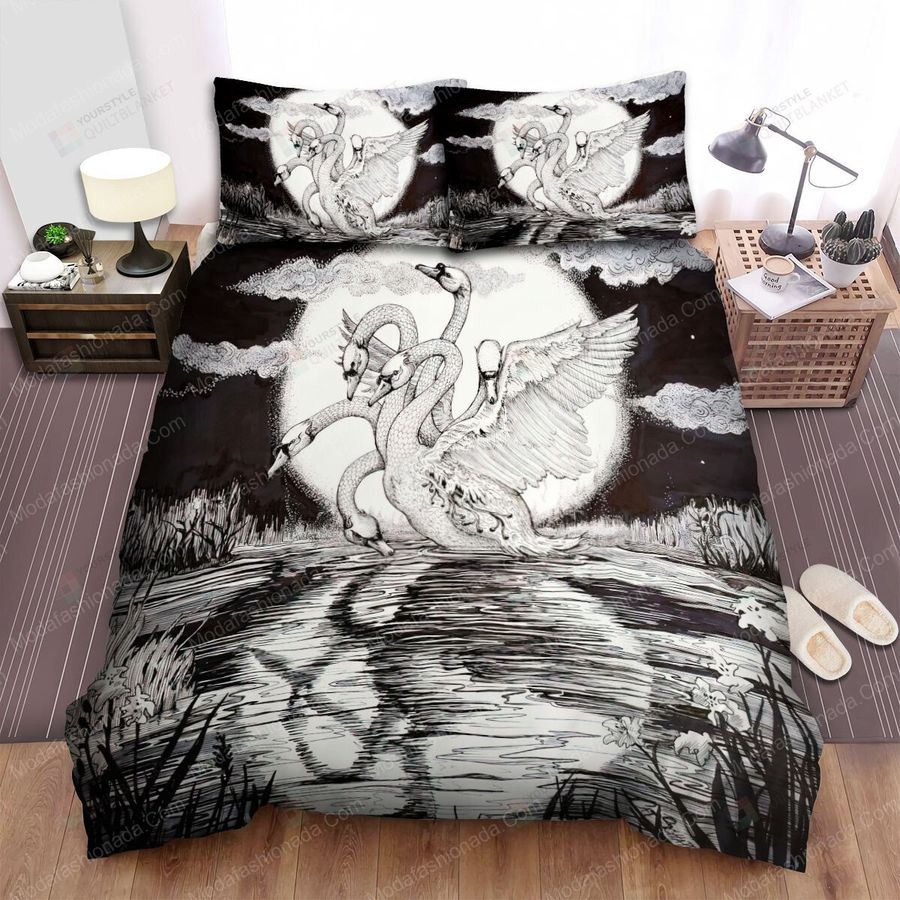 The Hydra Swan Swimming In The Pond Animal 3 Bedding Sets