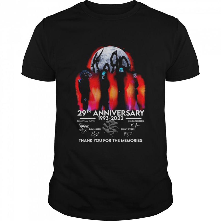 The Korn 29th Anniversary 1993-2023 Signatures Thank You For The Memories Shirt