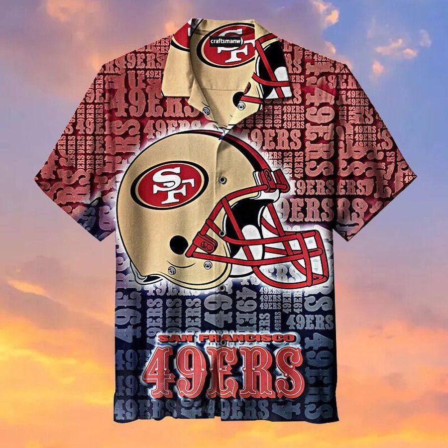 The San Francisco 49ers Nfl Hawaiian Graphic Print Short Sleeve Hawaiian Shirt L98 - 3876