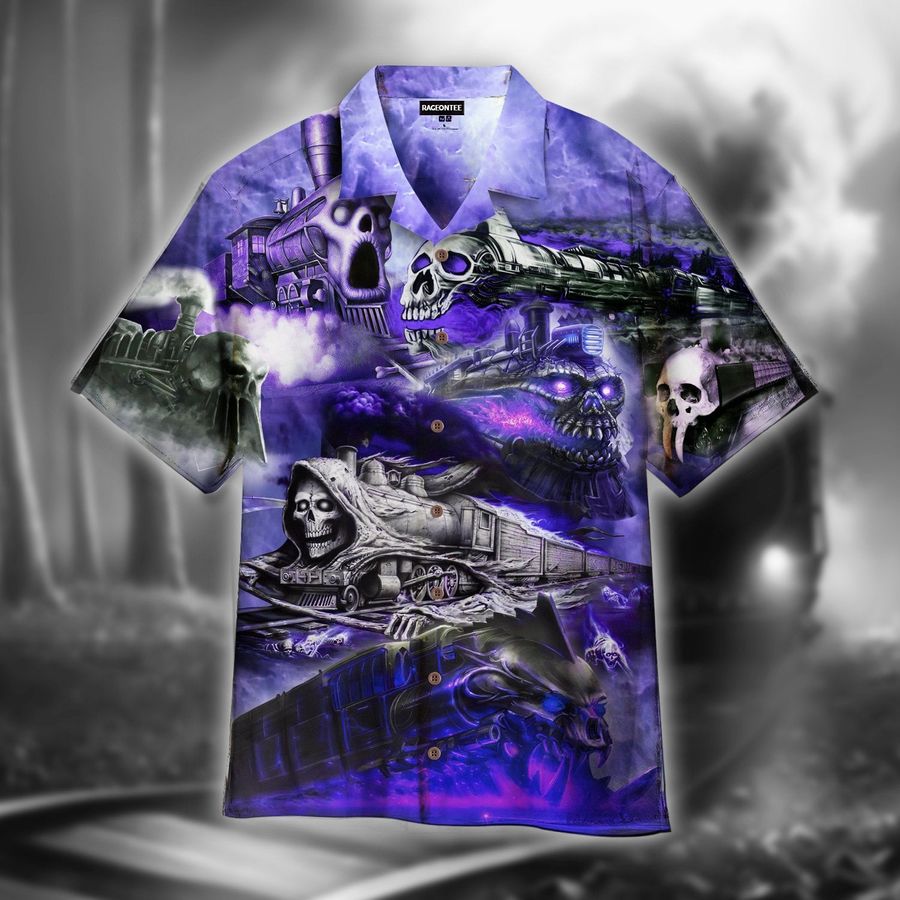 The Skull Storm Trains Hawaiian Shirt Pre11283, Hawaiian shirt, beach shorts, One-Piece Swimsuit, Polo shirt, Personalized shirt, funny shirts