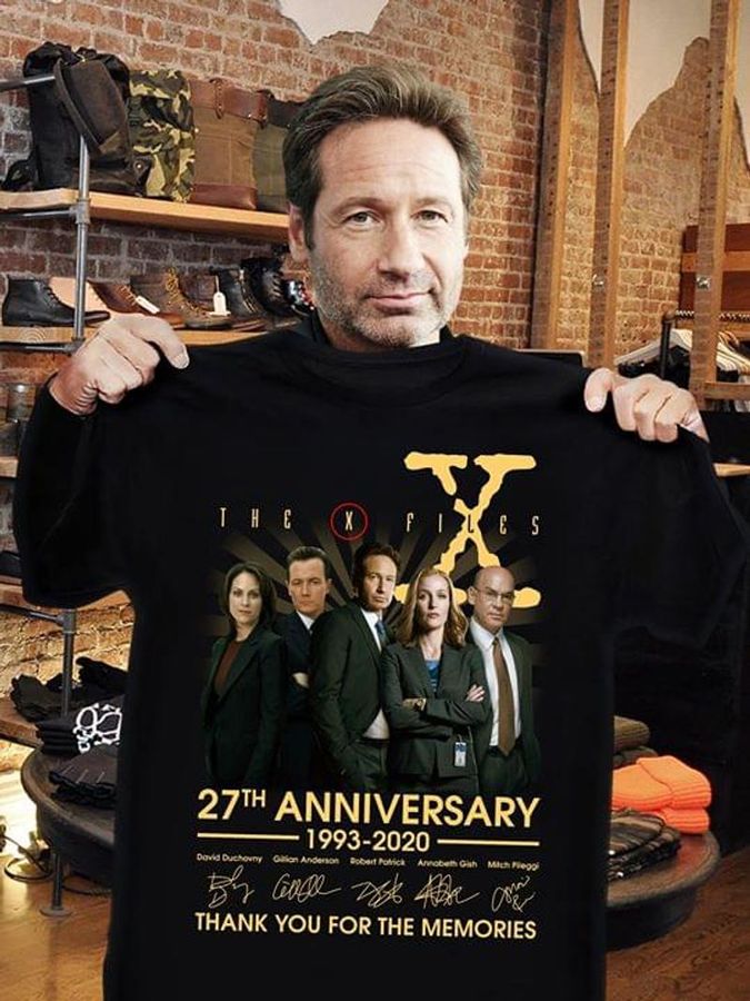 The X Files 27Th Anniversary Actors Signature Thank You For The Memories Black T Shirt Men And Women S-6XL Cotton