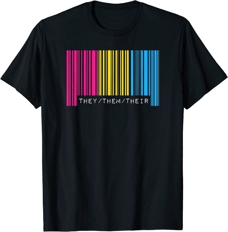 They Them Their Pronouns Pansexual Pride Flag Barcode Style