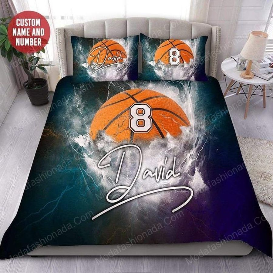Thunder Basketball Personalized Custom Name Sports 28 Bedding Set – Duvet Cover – 3D New Luxury – Twin Full Queen King Size Comforter Cover