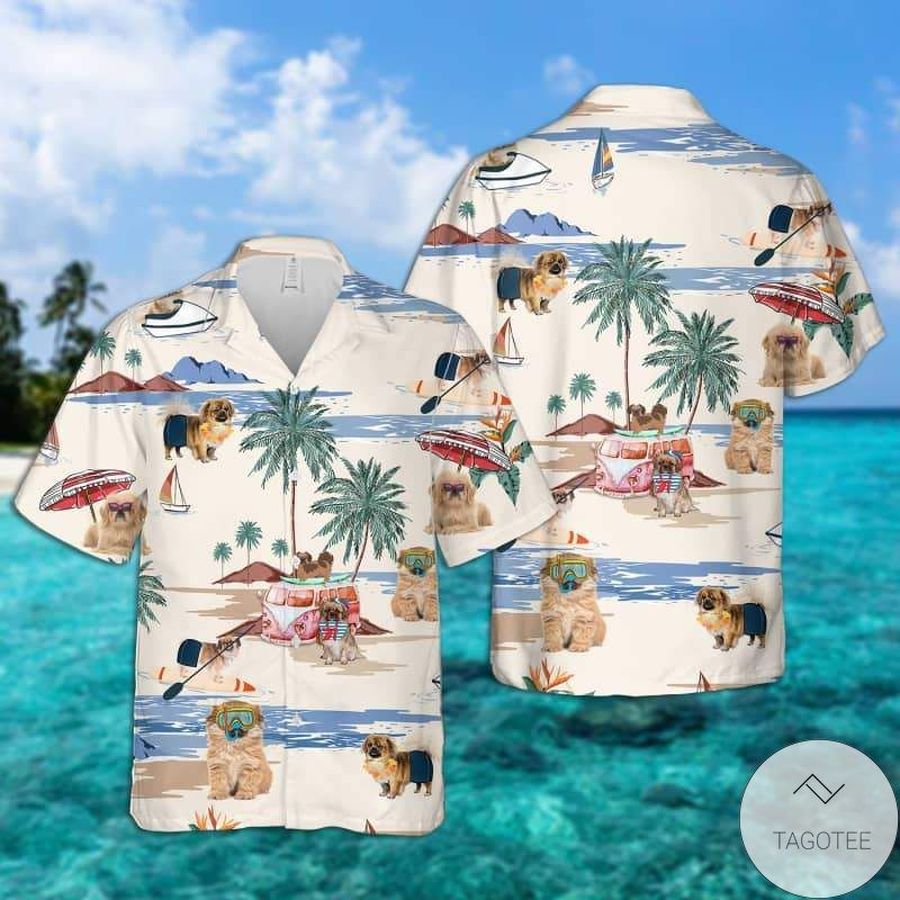 Tibetan Spaniel Summer Beach Hawaiian Shirt
