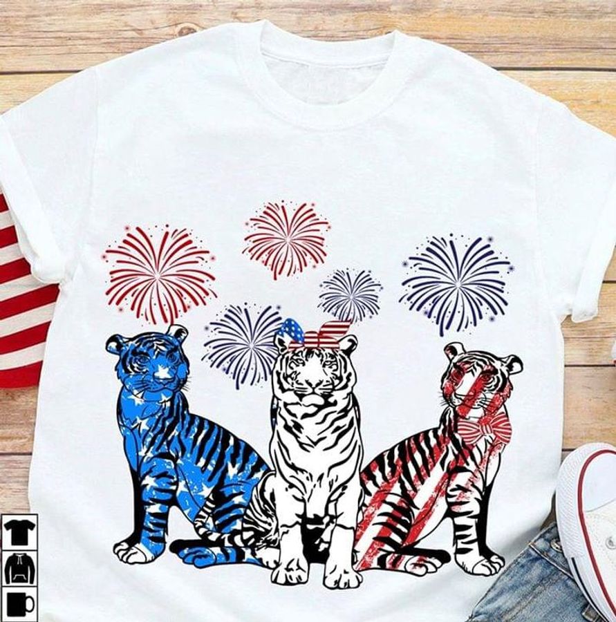 Tigers America Fireworks Independence Day 4th Of July T Shirt S-6XL Men And Women Clothing