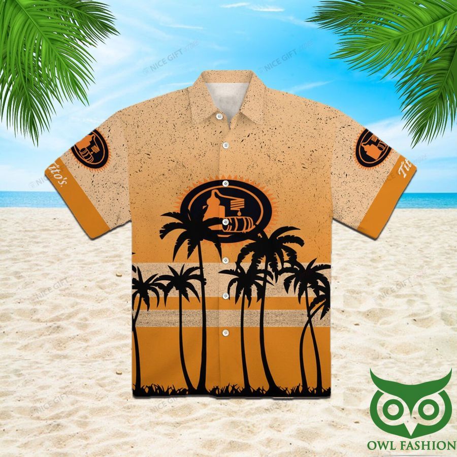 Tito's Handmade Vodka Palm Tree Orange Hawaiian Shirt