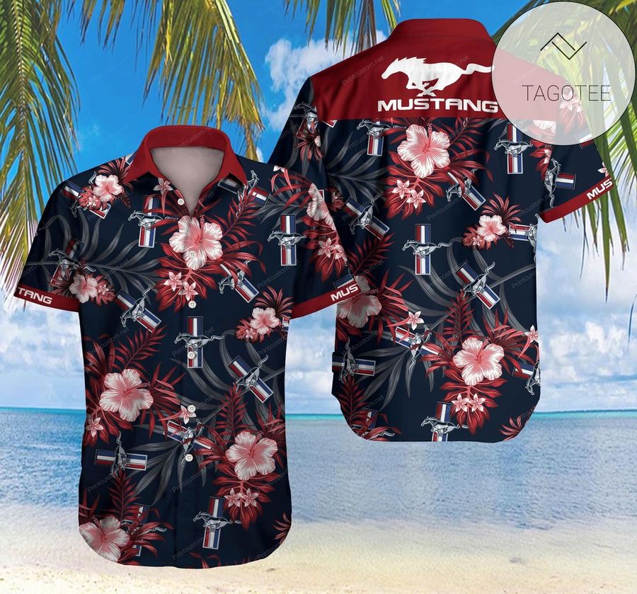 Tlmus Ford Mustang Authentic Hawaiian Shirt 2022 Summer Button Up Shirt For Men Beach Wear Short Sleeve Authentic Hawaiian Shirt 2022