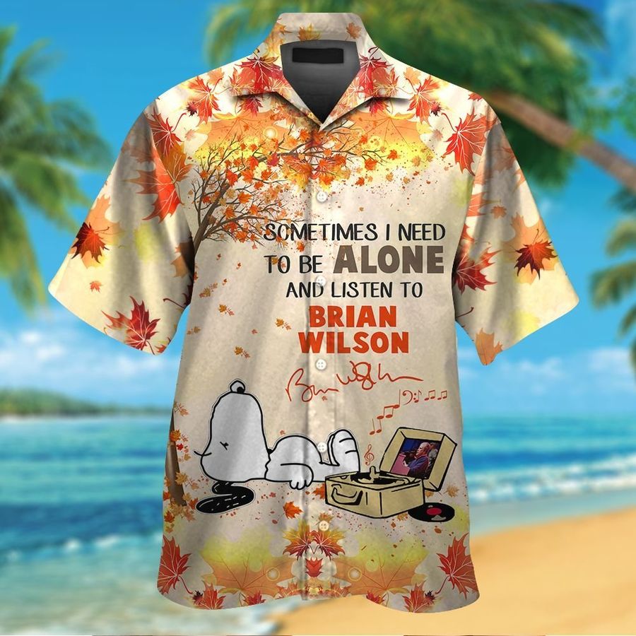 To Be Alone And Listen To Brian Wilson Short Sleeve Button Up Tropical Aloha Hawaiian Shirts For Men Women