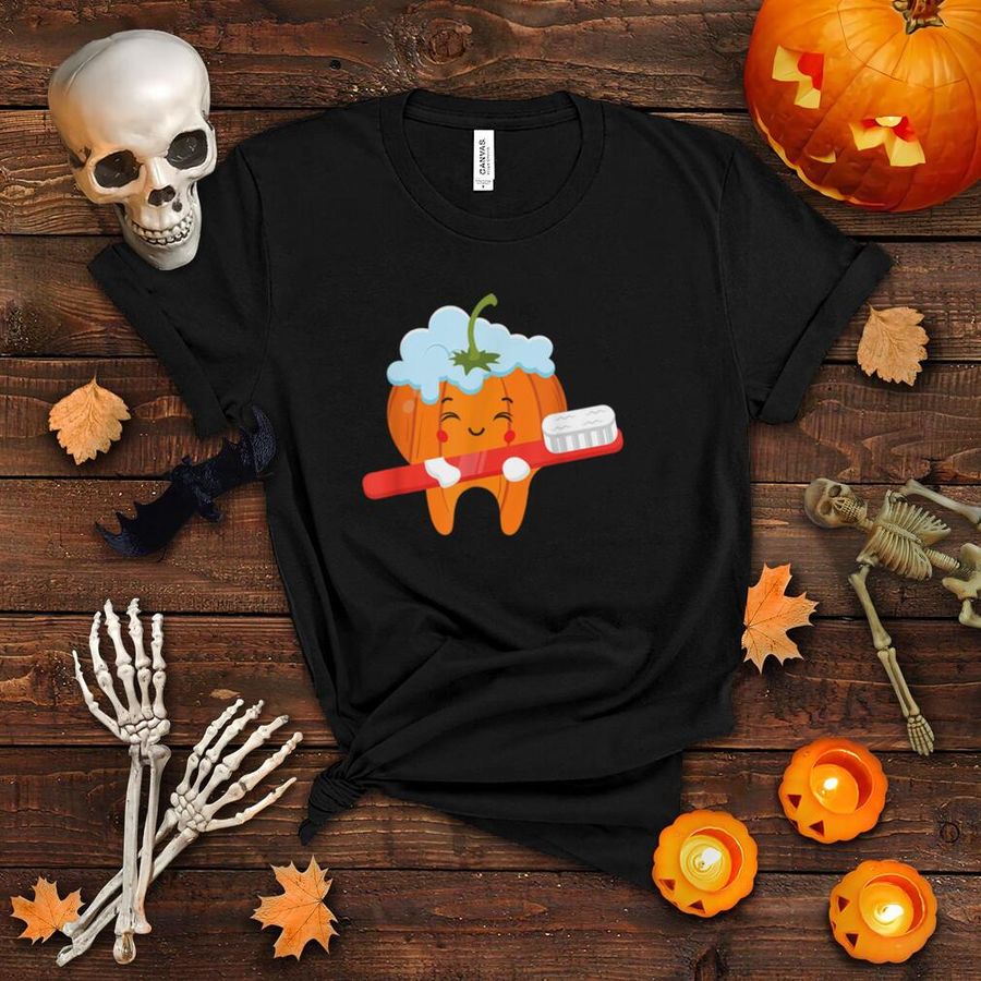 Tooth brush Pumpkin Lazy DIY Halloween Costume Funny Dental T Shirt
