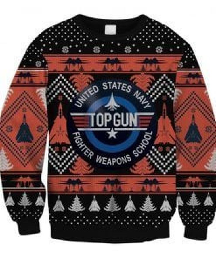 Top Gun United States Navy Ugly Christmas Sweater All Over