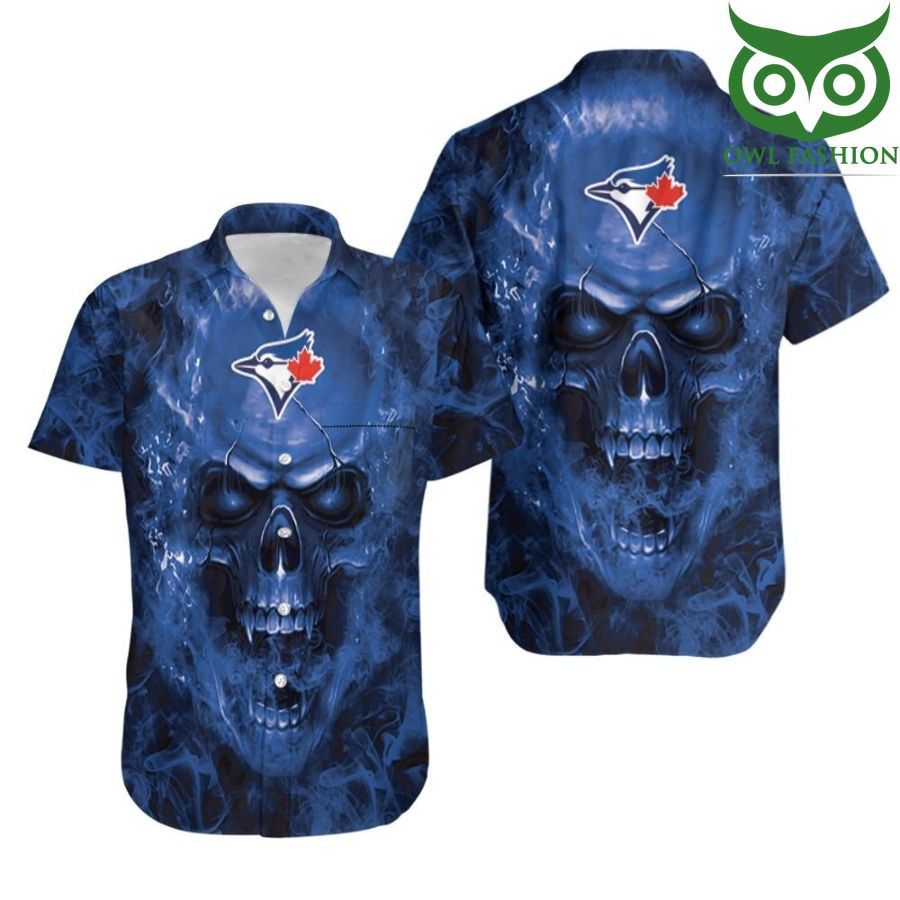 Toronto Blue Jays Fan Skull Hawaiian Shirt