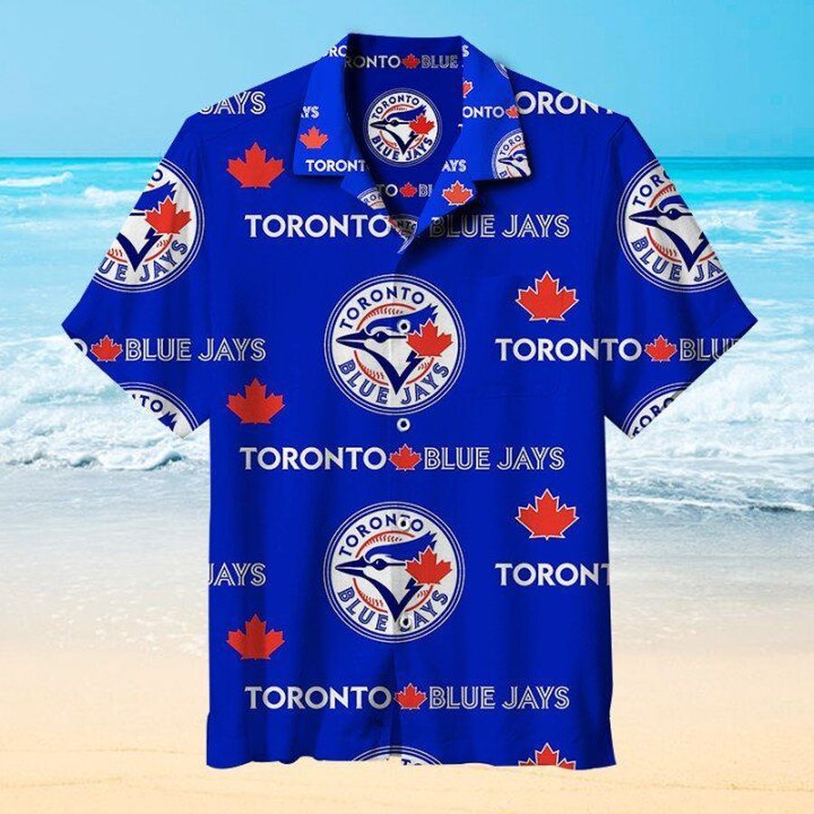 Toronto Blue Jays Mlb Hawaiian Graphic Print Short Sleeve Hawaiian Shirt L98 - 5265