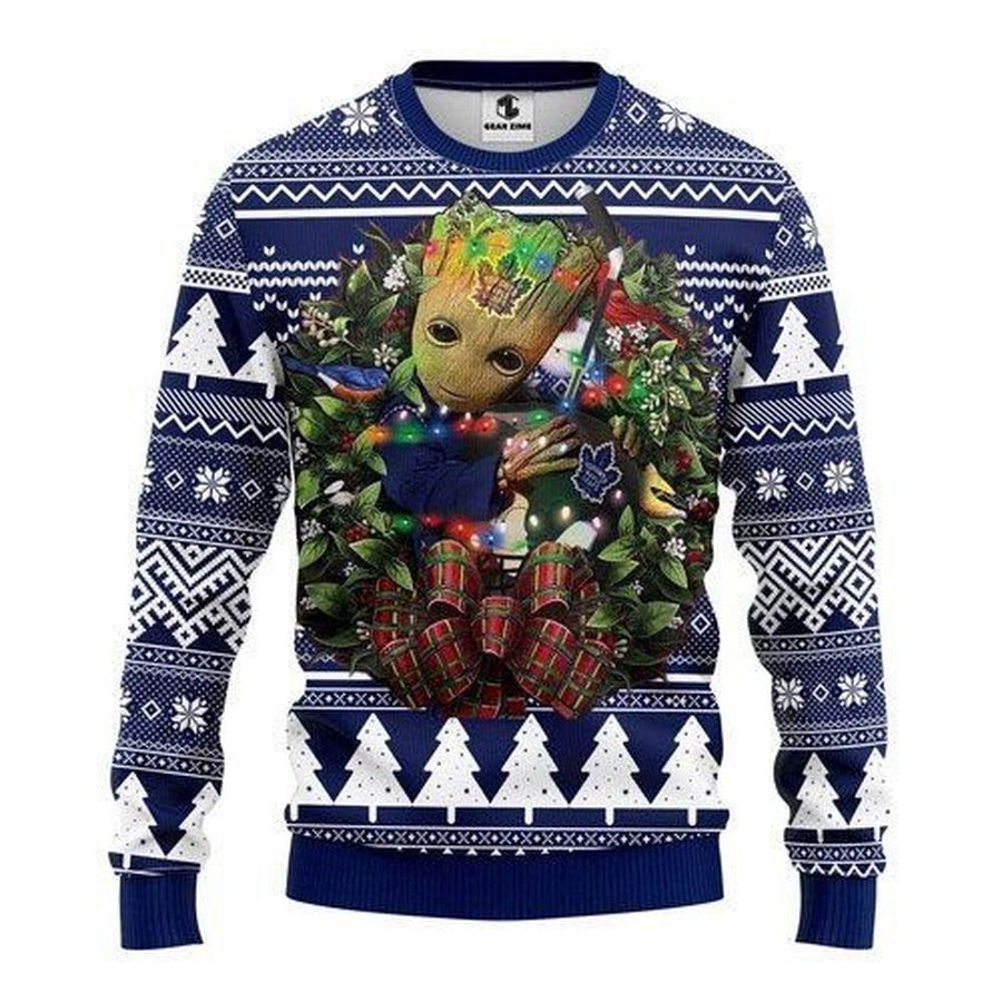 Toronto Maple Leafs Groot Hug Ugly Christmas Sweater All Over