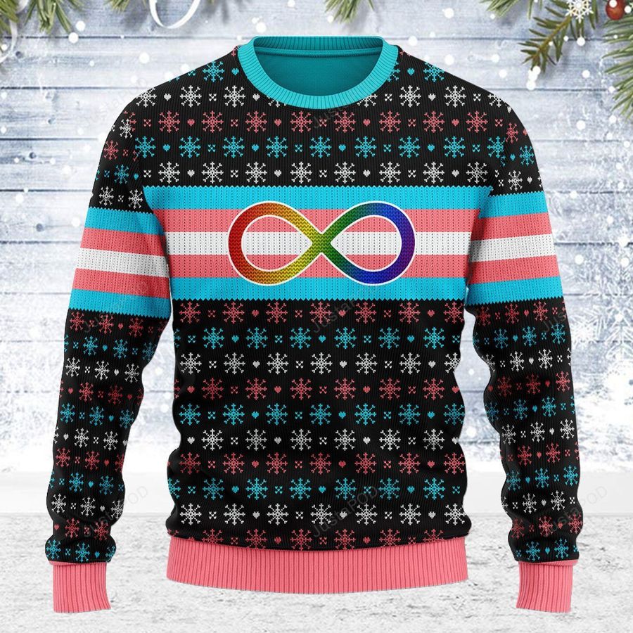 Transgender Autistic Flag Ugly Christmas Sweater All Over Print Sweatshirt