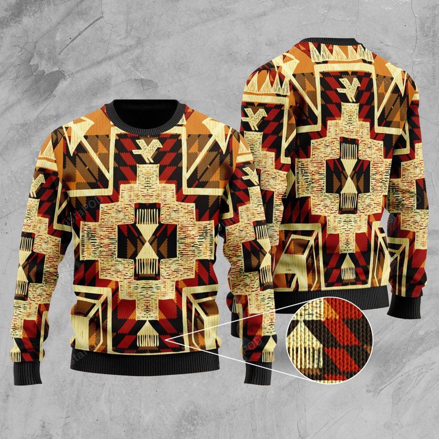 Tribal Yellow Arrow Ugly Christmas Sweater All Over Print Sweatshirt