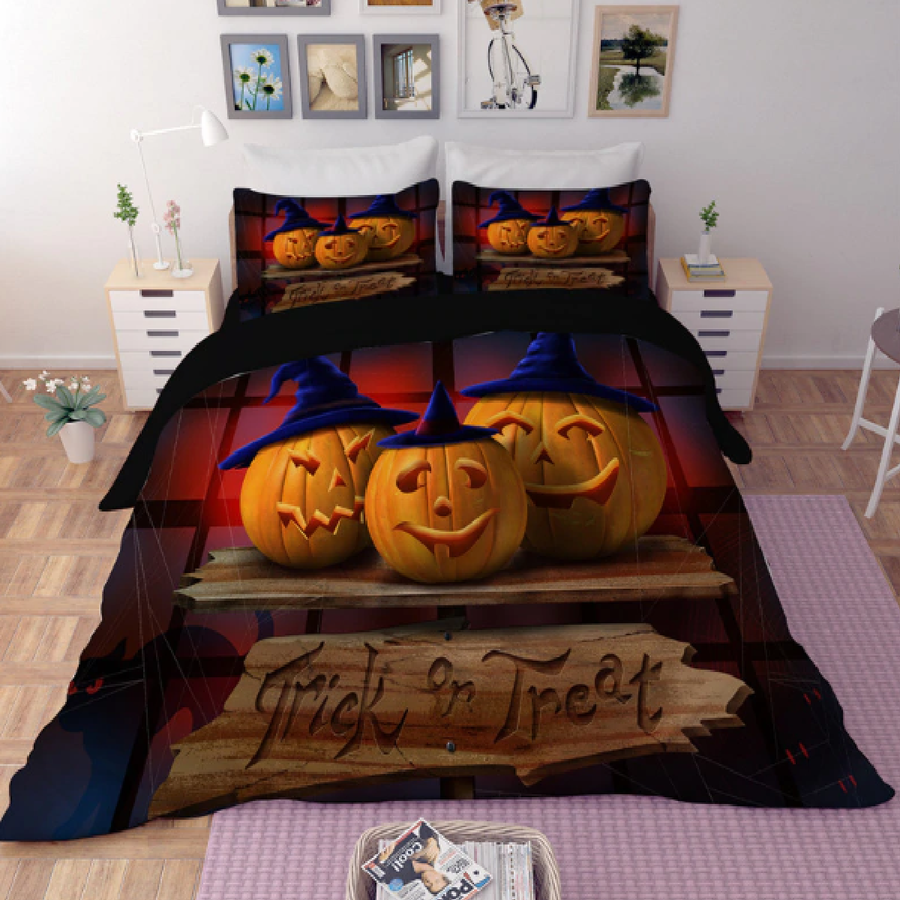 Trick or Treat Halloween Pumpkin Duvet Bedding Set.png
