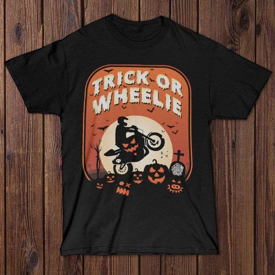 Trick or wheelie – Motorcycle racer halloween, halloween pumpkin