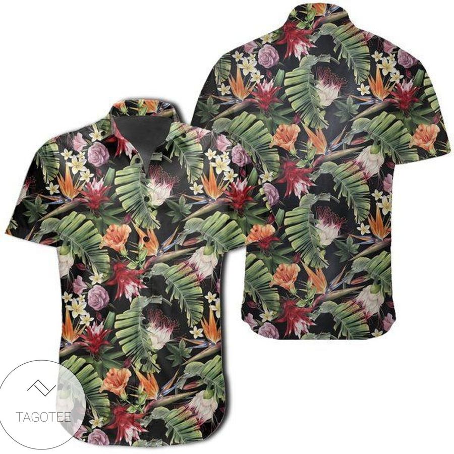 Tropical Flowers Watercolor Hawaiian Shirt