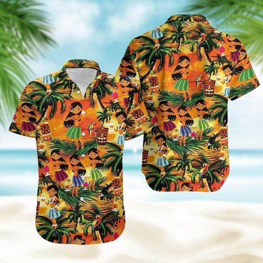 Tropical Girls Dancing Hawaiian Shirt Pre12228, Hawaiian shirt, beach shorts, One-Piece Swimsuit, Polo shirt, Personalized shirt, funny shirts