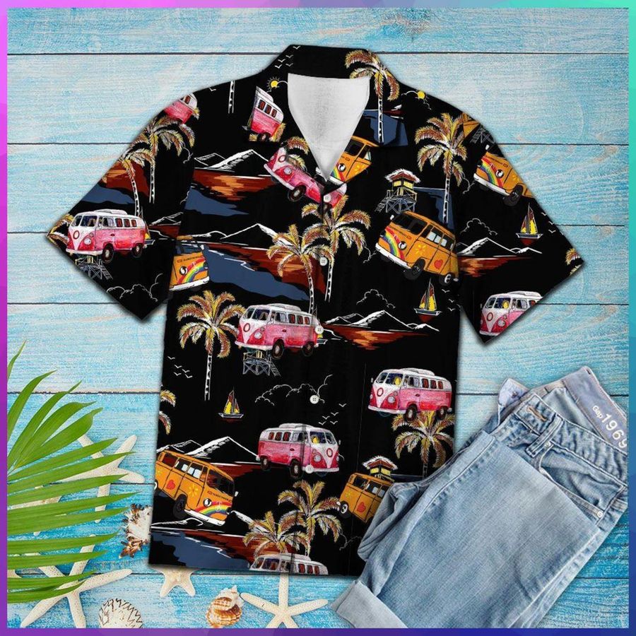 Tropical Hippie Car Hawaiian Shirt Pre10930, Hawaiian shirt, beach shorts, One-Piece Swimsuit, Polo shirt, Personalized shirt, funny shirts