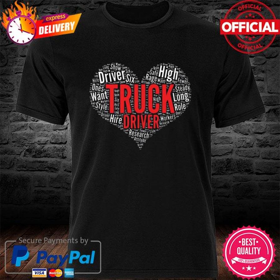 Truck Driver Heart Shape Word Cloud Shirt