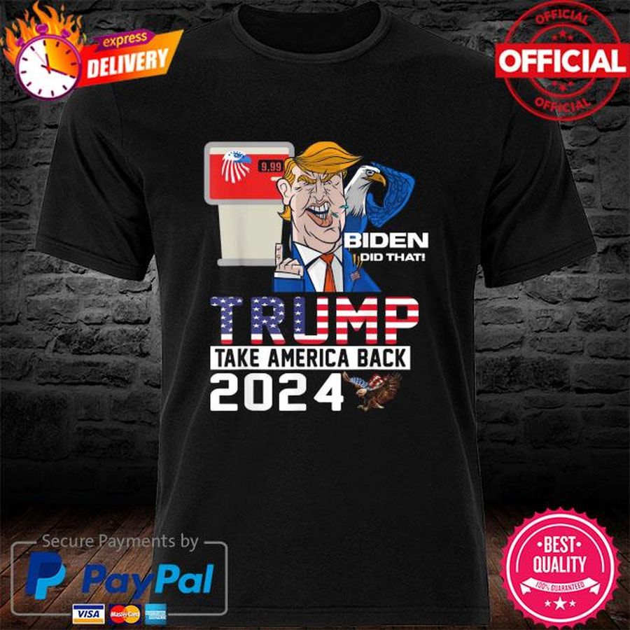 Trump 2024 American Flag Anti Biden Mean Tweets Cheap Gas Tee Shirt