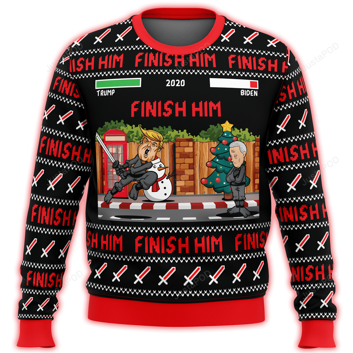 Trump Finish Him Premium Ugly Sweater Ugly Sweater Christmas Sweaters
