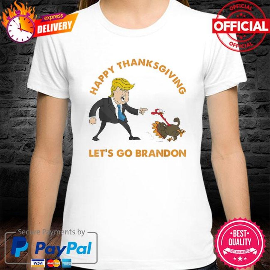 Trump Pointing Turkey Thanksgiving Let’s Go Branson Brandon Tee Shirt