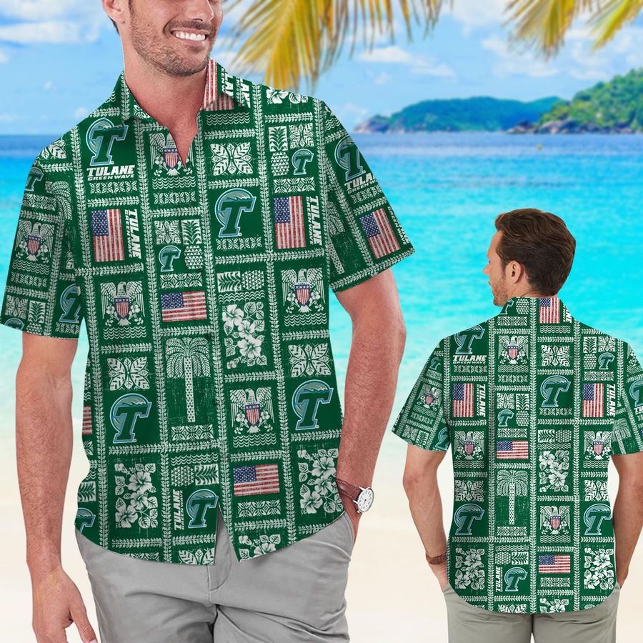 Tulane Green Wave Summer Commemorative Short Sleeve Button Up Tropical Aloha Hawaiian Shirts For Men Women
