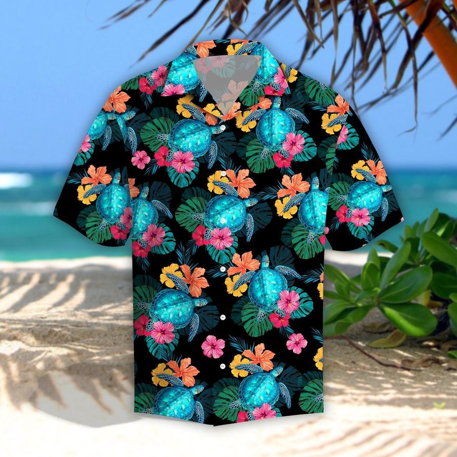 Turtles Hibiscus Tropical Hawaiian Shirt Pre12073, Hawaiian shirt, beach shorts, One-Piece Swimsuit, Polo shirt, Personalized shirt, funny shirts