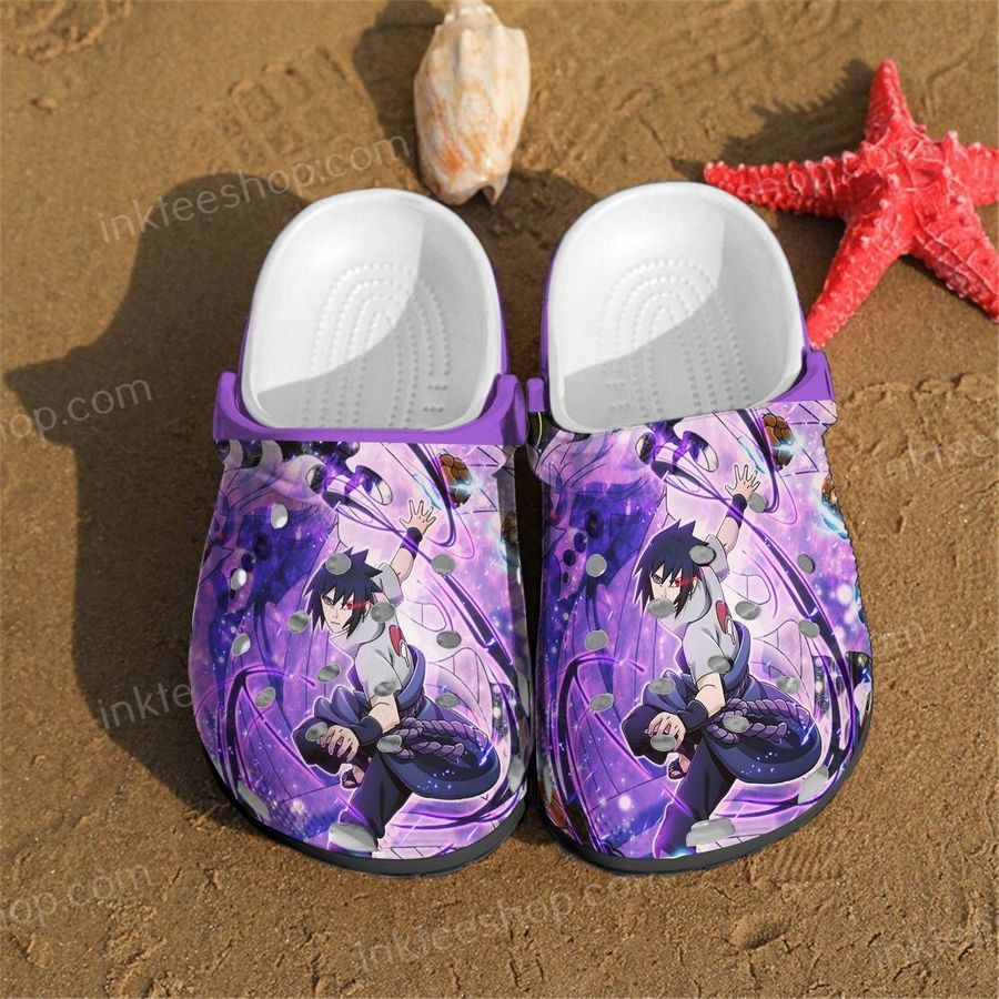 Uchiha Sasuke Anime Purple Theme Crocs Crocband Clog Comfortable Water Shoes