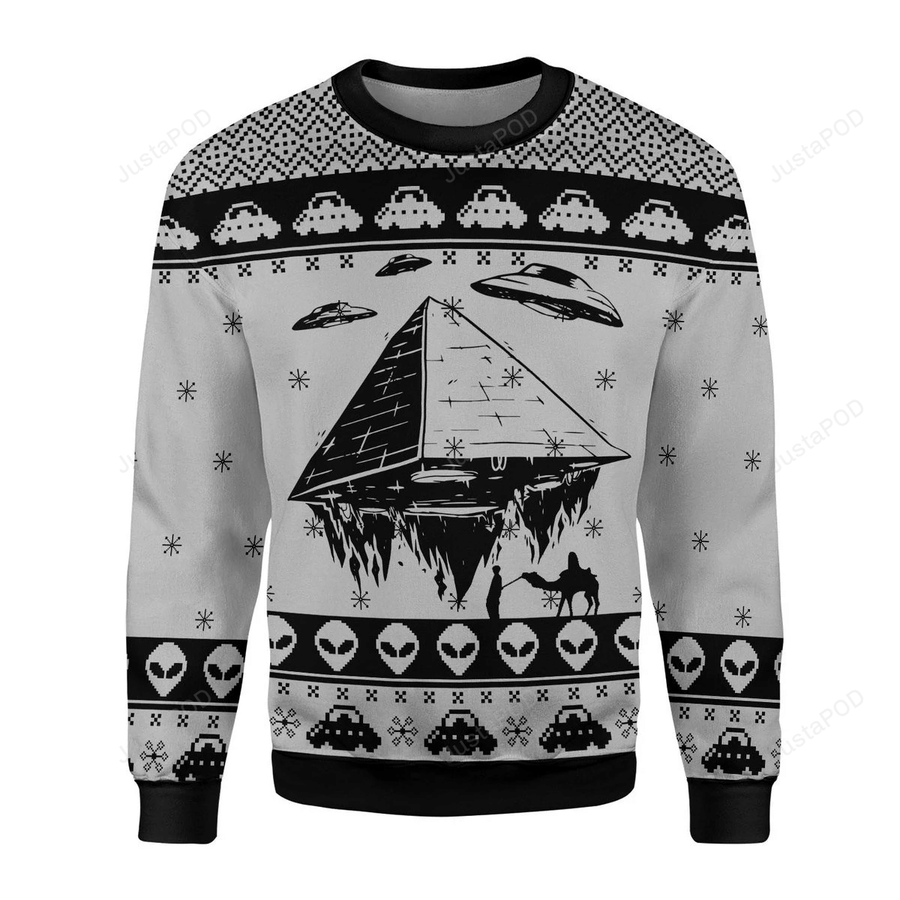 UFO Over The Pyramid Ancient Aliens Ugly Christmas Sweater All.png