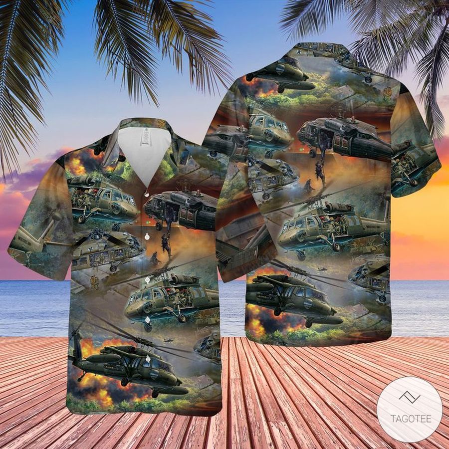 United States Army Sikorsky Uh-60 Black Hawk Helicopter Hawaiian Shirts