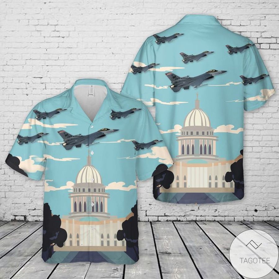 Us Air Force Wisconsin Air National Guard 115th Fighter Wing F-16 Fighting Falcon Hawaiian Shirts