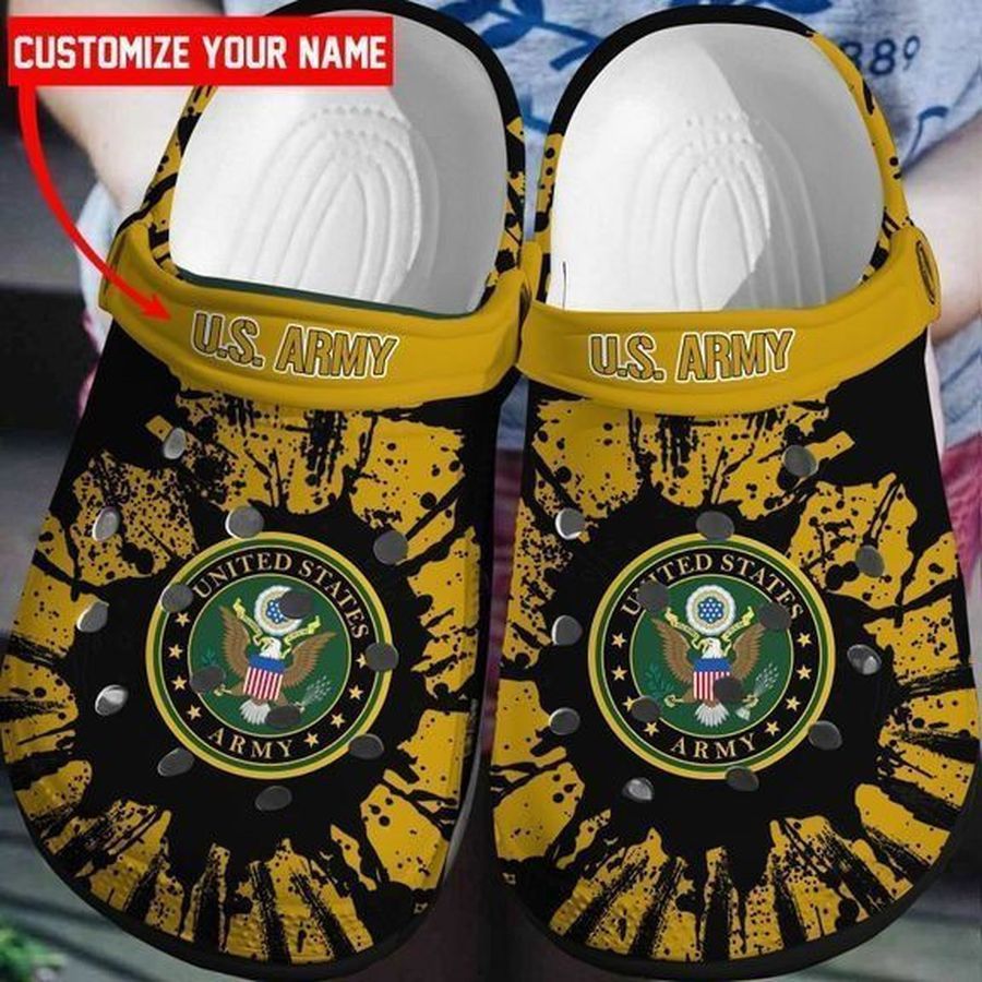 Us Army Paint Flakes Custom Name Crocs Crocband Clog Comfortable Water Shoes
