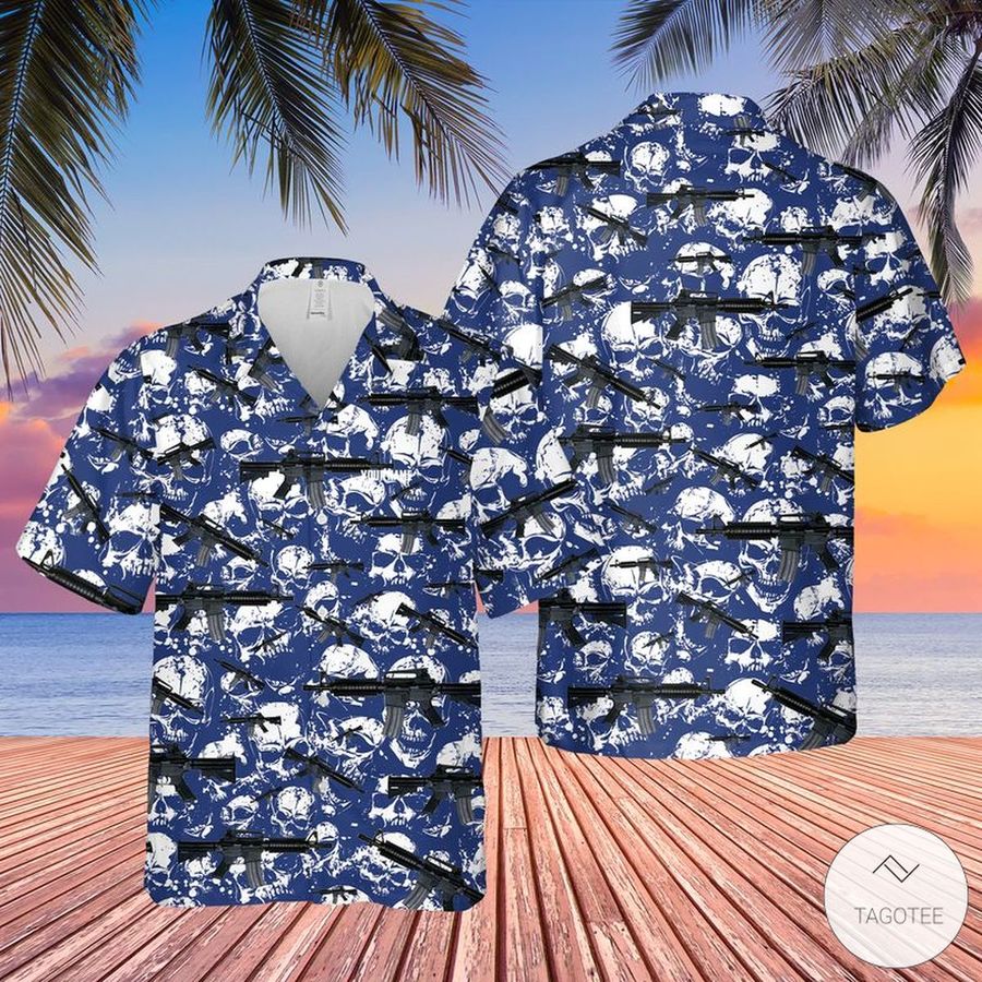 Us Coast Guard M4a1 Close Quarter Battle Receiver Cqbr Skull Hawaiian Shirt