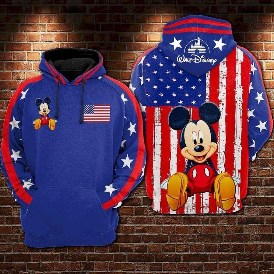 US flag Mickey Mouse Disney 3D Full Printed Hoodie