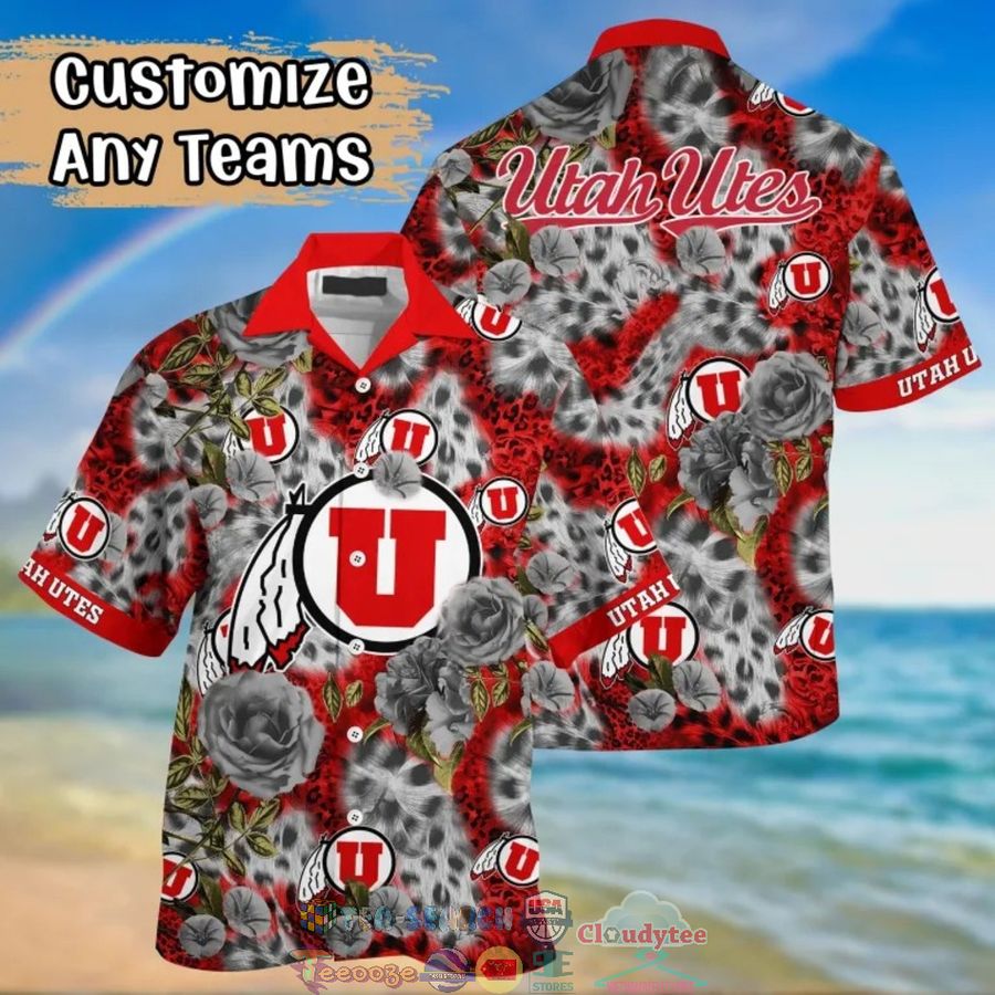Utah Utes NCAA Leopard Rose Hawaiian Shirt – Saleoff