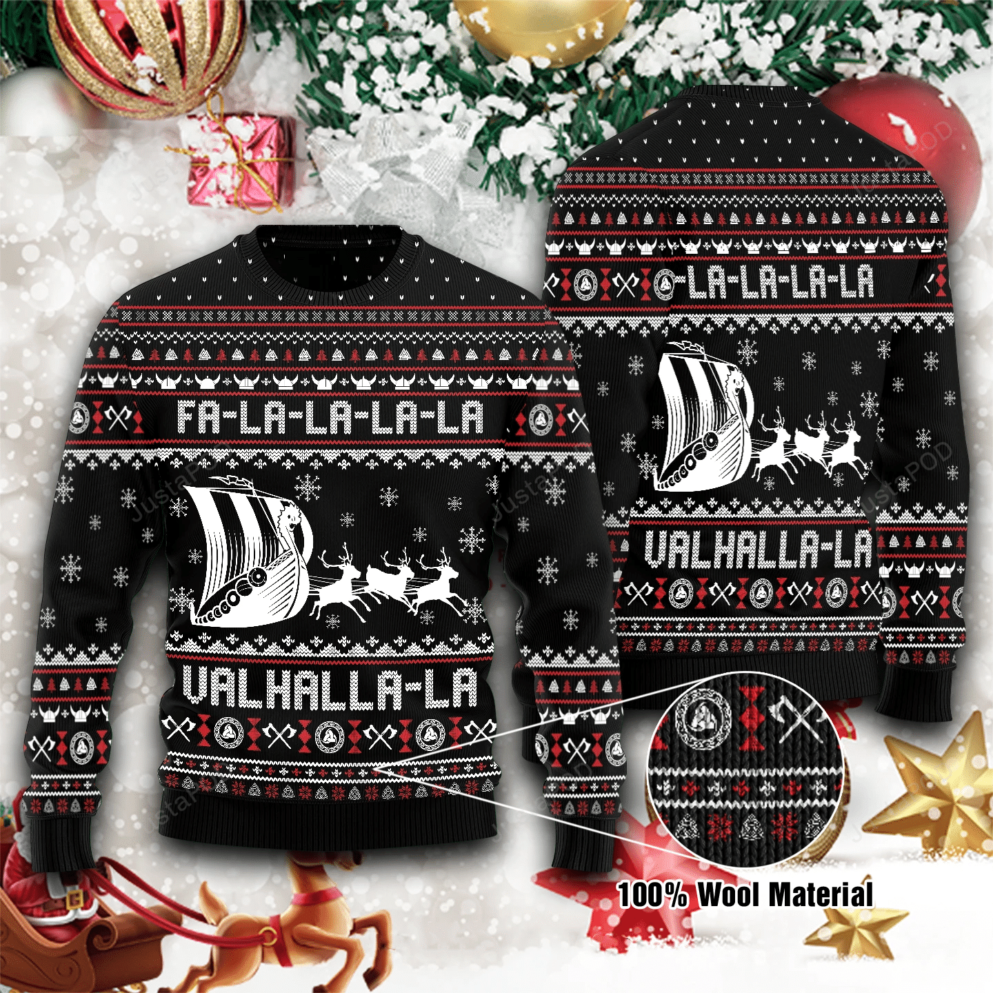 Viking Fa-la-la-la Ugly Christmas Sweater All Over Print Sweatshirt Ugly