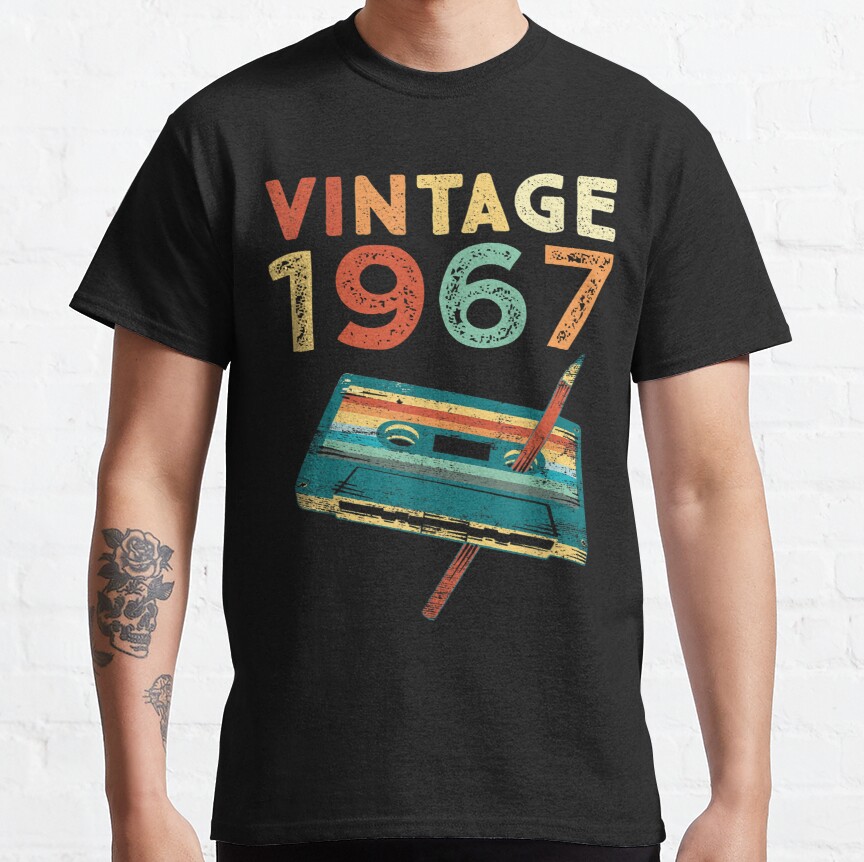 Vintage 1967 Music Cassette 55th Birthday Gifts 55 Years Old  Classic T-Shirt