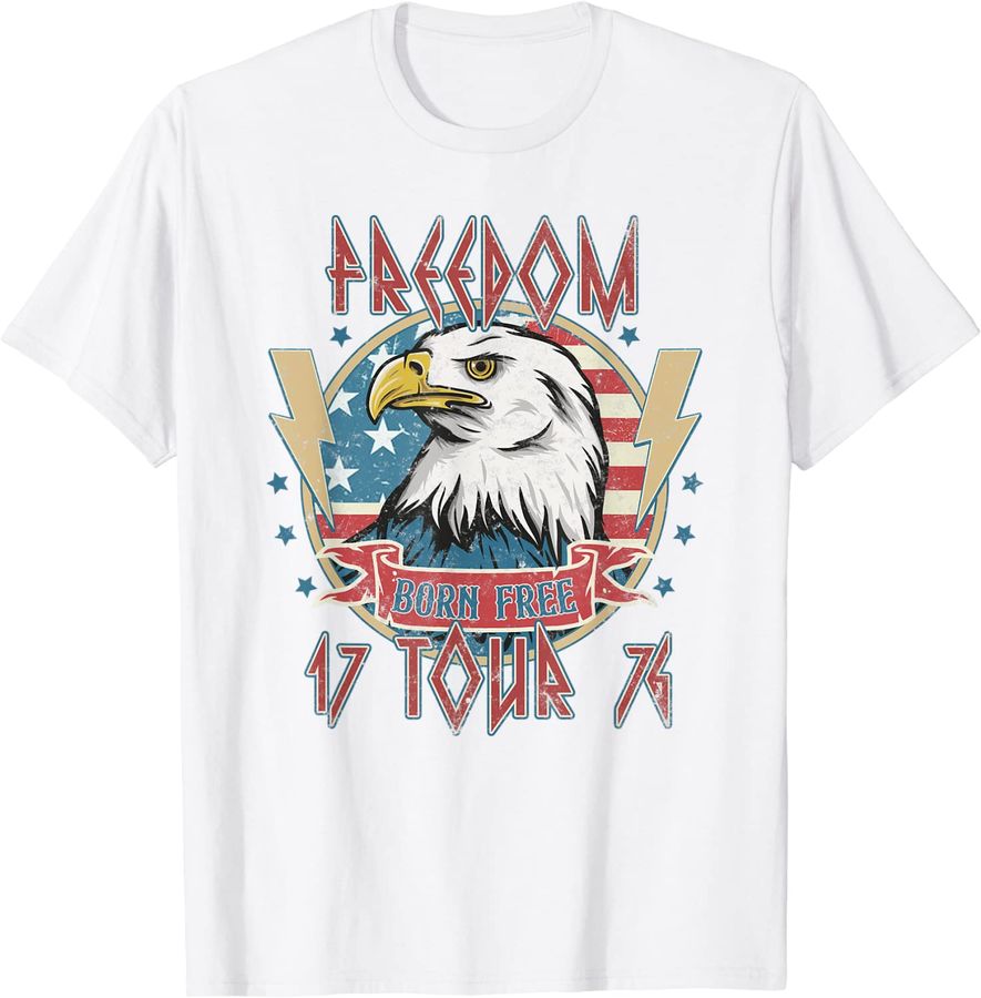 Vintage 4th of July USA Freedom Born Free Eagle 1776