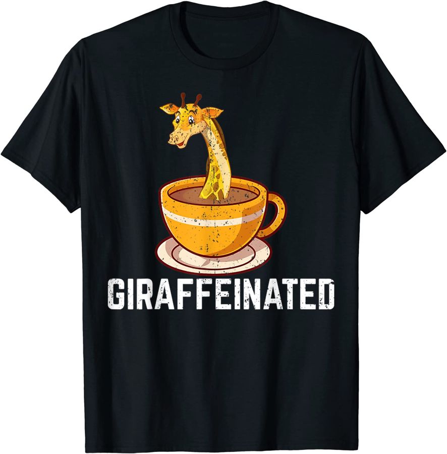 Vintage Giraffeinated Funny Giraffe And Coffee Lover Pun