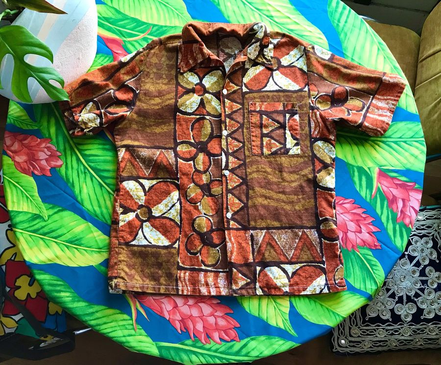 Vintage Hawaiian Shirt Barkcloth