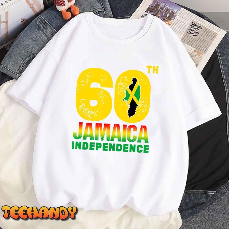 Vintage Jamaica 60th Independence Day 2022 Jamaican Map Flag T Shirt