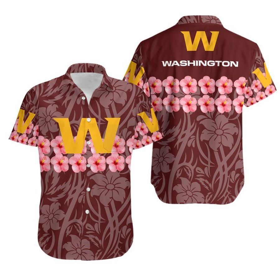 Washington Football Team Flower and Logo Hawaii Shirt and Shorts Summer Collection H97