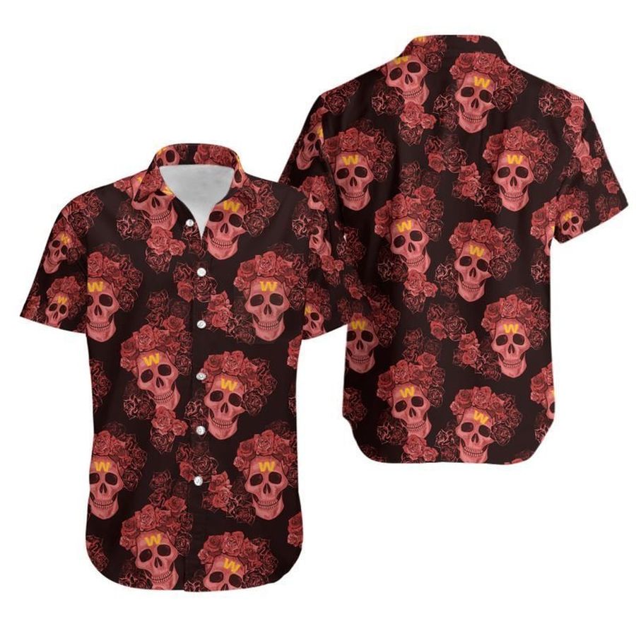 Washington Football Team Mystery Skull And Flower Hawaii Shirt And Sho