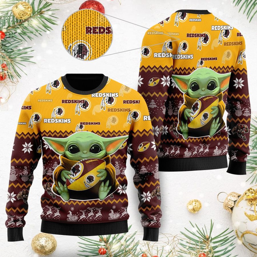 Washington Redskins Baby Yoda Ugly Christmas Sweater Ugly Sweater Christmas