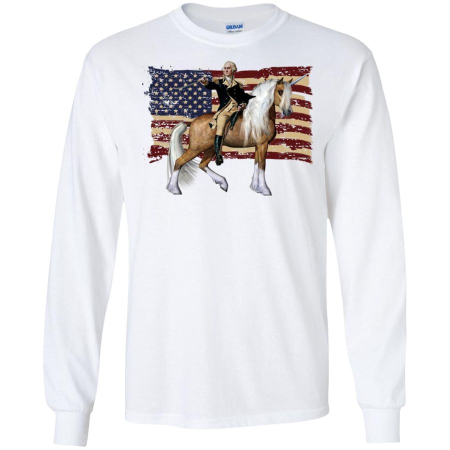 Washington Riding Unicorn Shirt Funny July 4th American Flag Long Sleeve T-shirts, Hoodies, hoodie