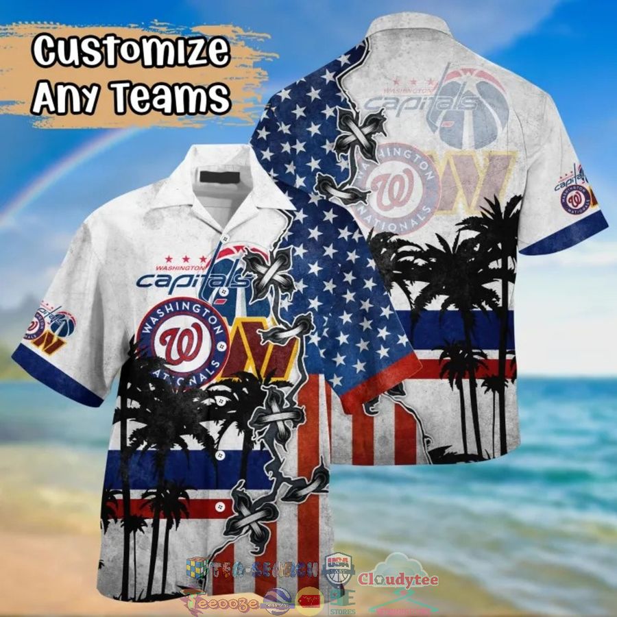 Washington Sport Teams American Flag Palm Tree Hawaiian Shirt – Saleoff
