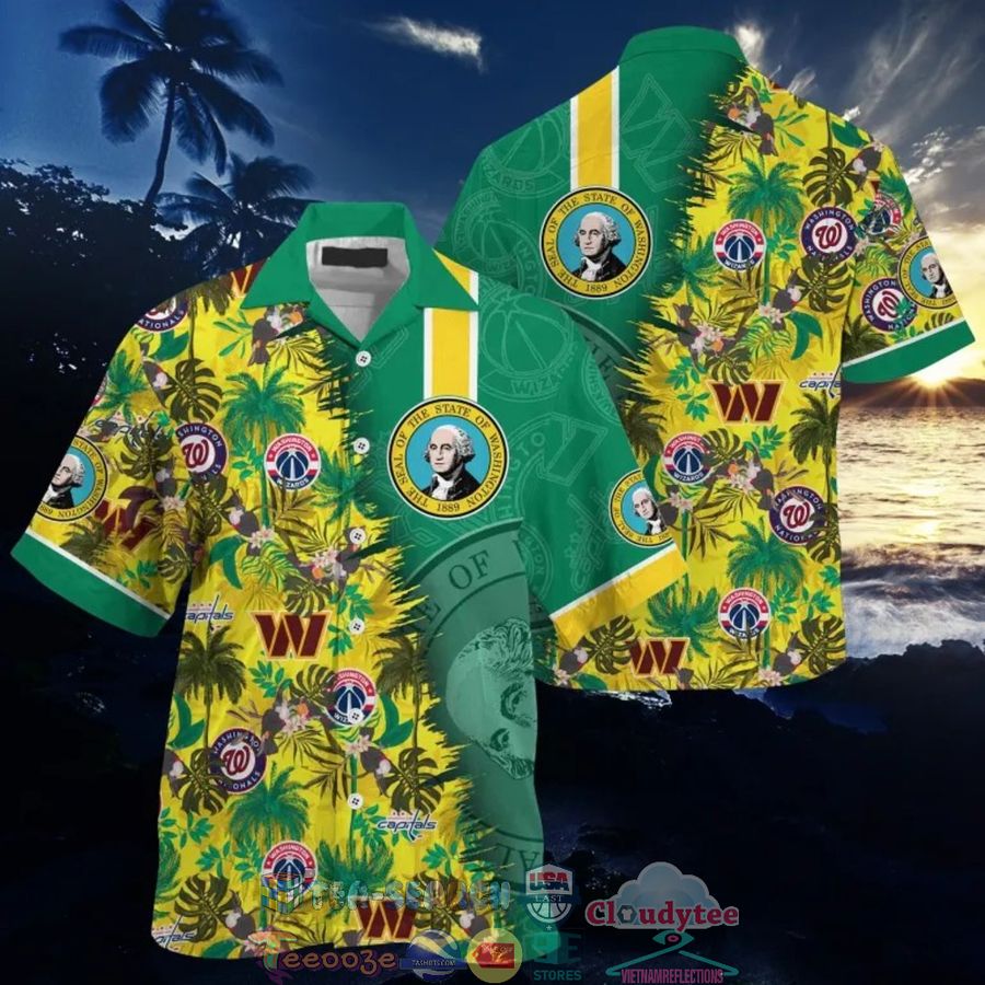 Washington State Sport Teams Palm Tree Parrot Hawaiian Shirt – Saleoff